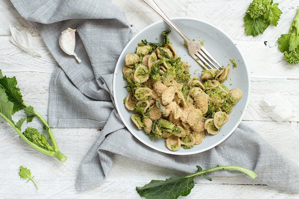 Orecchiette Pasta with Rapini (Turnip Greens), the Original Apulian Recipe - Pinocchio's Pantry - Authentic Italian Food