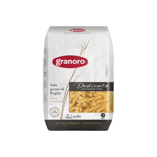 GRANORO Trofie Pasta 104 - 500g (1.1lb) - Pinocchio's Pantry - Authentic Italian Food
