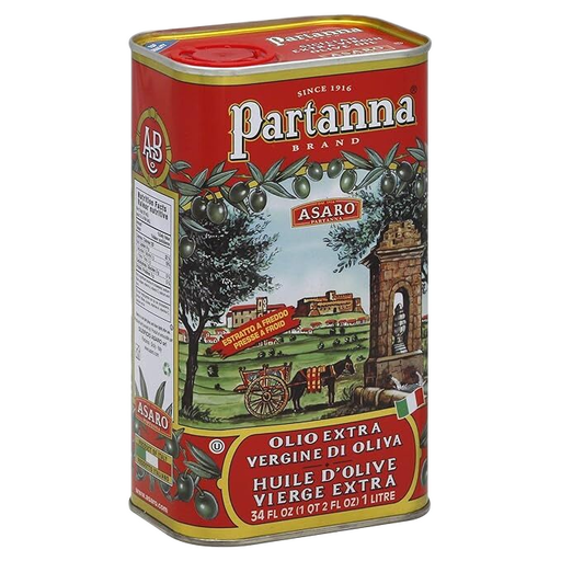 PARTANNA Extra Virgin Olive Oil Tin - 1lt (34fl. oz) - Pinocchio's Pantry - Authentic Italian Food
