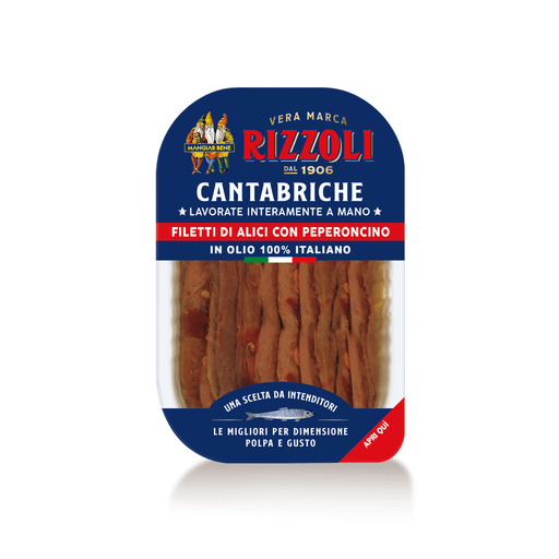 RIZZOLI Cantabrian Anchovy Fillets with Pepper in Olive Oil - 40g (1.41oz) - Pinocchio's Pantry - Authentic Italian Food