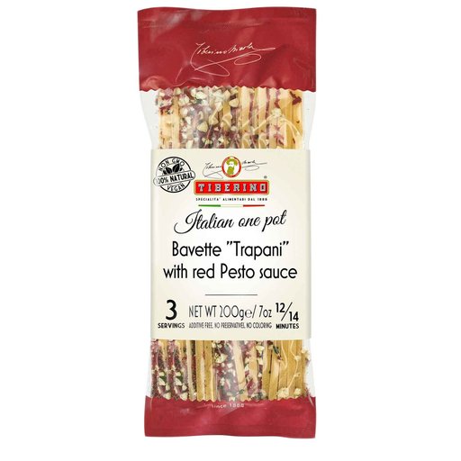 TIBERINO Bavette “Trapani” with Red Pesto Sauce - 200g (7oz) - Pinocchio's Pantry - Authentic Italian Food