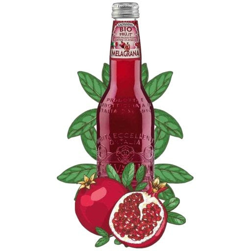 GALVANINA Organic Italian Pomegranate Sparkling Soda with Pulp - 355ml (12fl. oz) - Pinocchio's Pantry - Authentic Italian Food