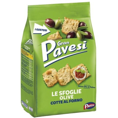 GRAN PAVESI Le Sfoglie Crackers Olive Flavor - 150g (5.29oz) - Pinocchio's Pantry - Authentic Italian Food