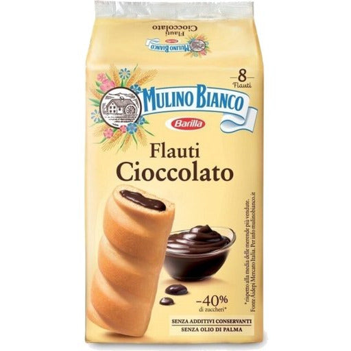 MULINO BIANCO Chocolate Flauti Snack - 8 count - Pinocchio's Pantry - Authentic Italian Food