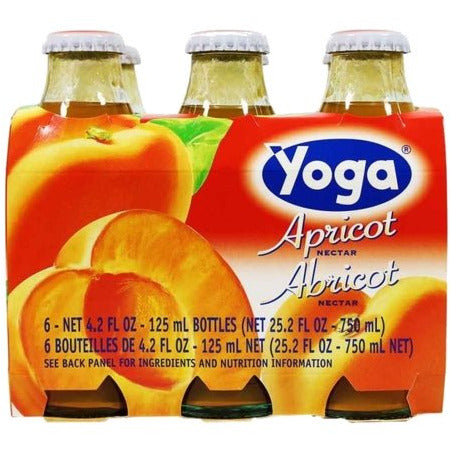 YOGA Apricot Nectar - 6 count - 125ml (4.2fl. oz) each - Pinocchio's Pantry - Authentic Italian Food