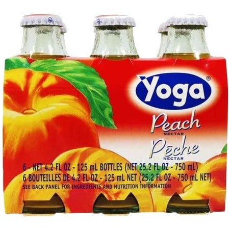 YOGA Peach Nectar - 6 count - 125ml (4.2fl. oz) each - Pinocchio's Pantry - Authentic Italian Food